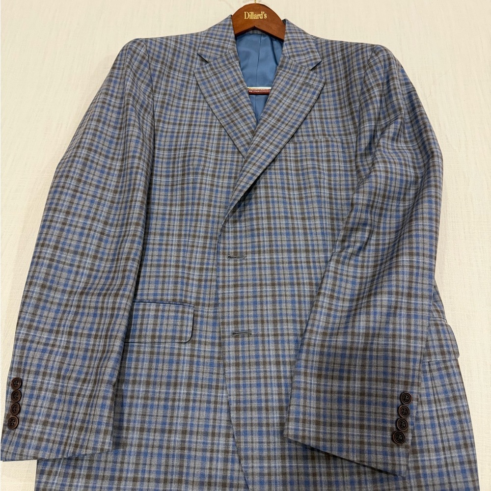 Hart Schaffner Marx Blue and Gray Plaid Sport Coat